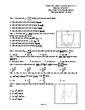 Kiểm tra chất lượng học kỳ I môn Toán 12